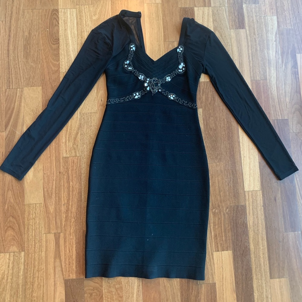 Bandage bodycon black dress